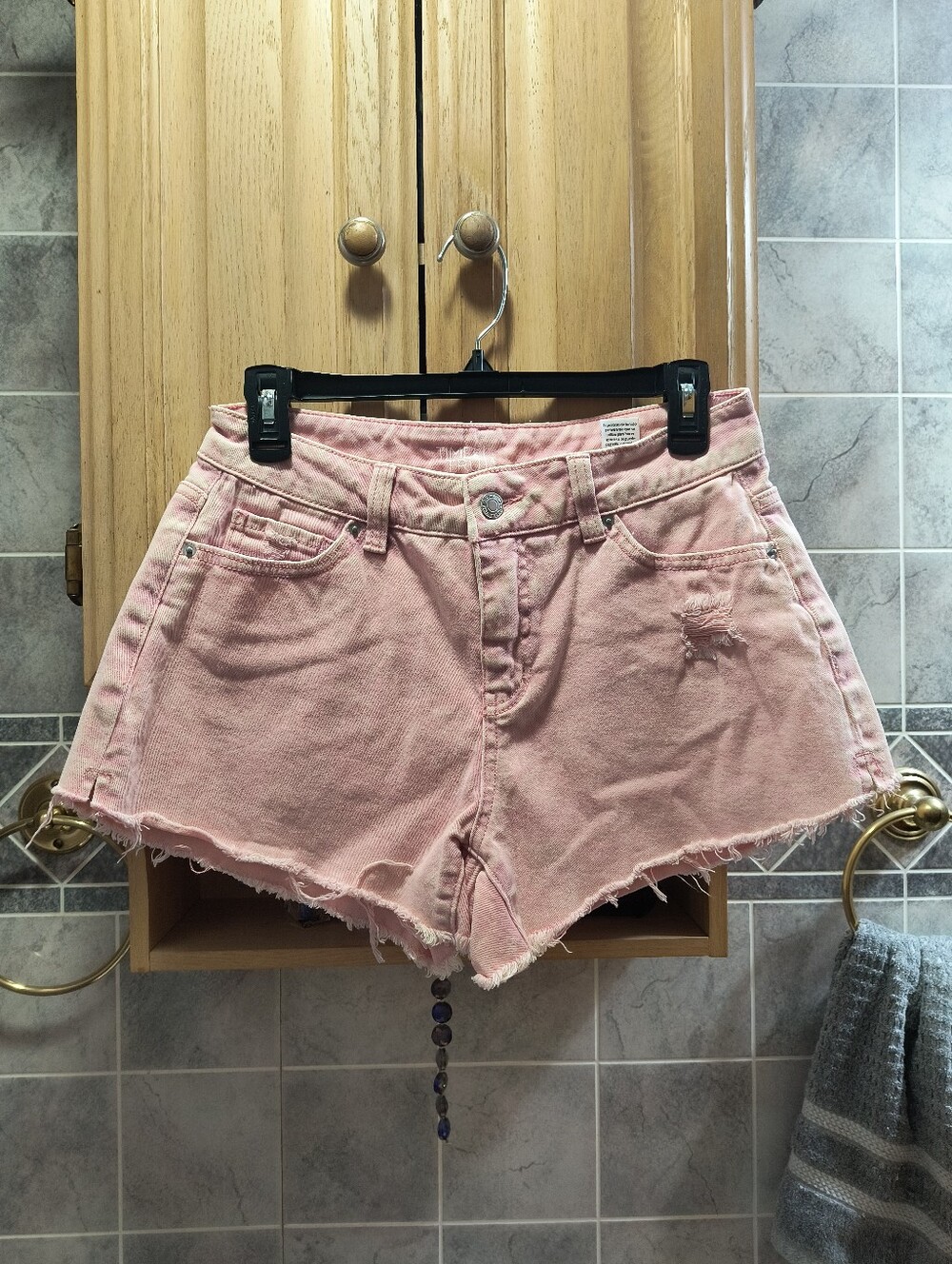 pink acid wash shorts